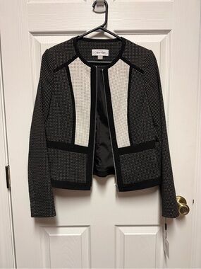 Calvin Klein Black and White Structured Blazer
